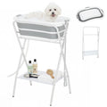 PawHut 2 in 1 Dog Bath Tub, Dog Washing Station for Bathing and Grooming, Elevated Shower Bath Tub, Collapsible Foldable Portable Bathtub for Small Dogs Puppy Cats Pet, Indoor and Outdoor