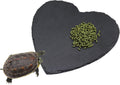 Reptile Basking Platform, 7.9 × 7.9 inch Tortoise Rock Plate, Heart Shape Natural Rock Reptile Food Dish, Turtle Feeding