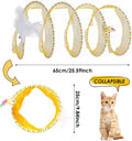 Cat Tunnel Cat Toy for Indoor Cats, 25.59 Inch Spiral Cat Tunnel with Cat Wand & Feather Mouse Toys, Collapsible Interac