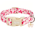 Tag4Oikia Adjustable Girl Dog Collars with Pink Bow, Cute Spring Summer Collar for Girl Female Dog, Pink Dog Collar for Small Medium Large Dogs-S
