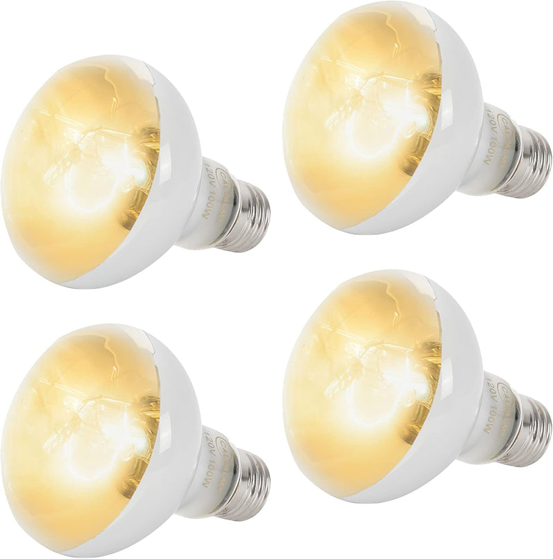 CALPALMY (4-Pack 100W Reptile Heat Lamp Bulbs - UVA Daylight Basking Light Bulbs for Reptiles, Turtles, Lizard, Bearded 