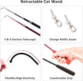 miwoowim Interactive Cat Wand Toy Set – 2 Retractable Wands (37" & 49") with 11 Refills Attachments – Feather Toys, Plush Bird, Worms, Insect & Swallow – Cat Teaser Toys for Indoor Cats & Kittens