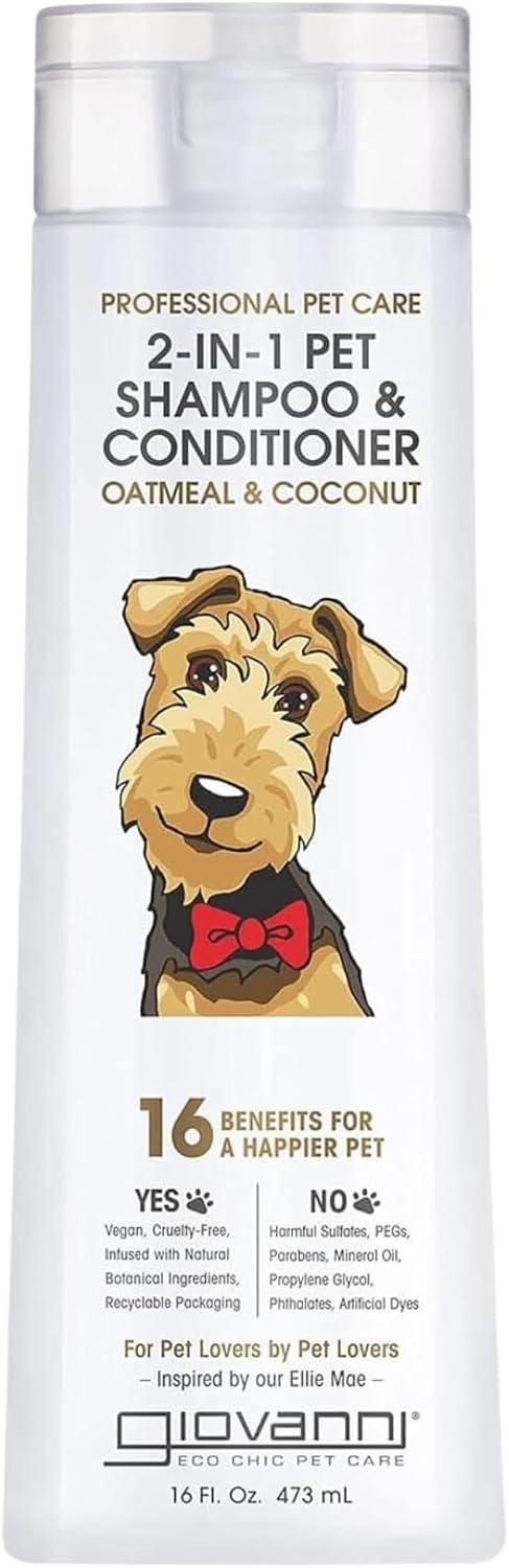 GIOVANNI Professional 2-in-1 Pet Shampoo & Conditioner, Dogs & Cats, 16 oz