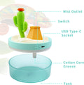 Reptile Fogger, 320ML USB Plastic Cartoon Cactus Humidifier with Lampion, Mister for Reptile Tank, Terrarium Accessories