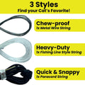 Cat Wand String Replacement 3-Pack, Chew Proof Metal Wire Toy