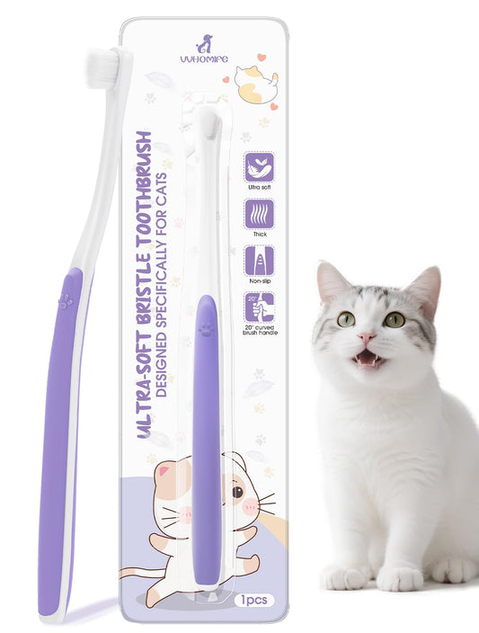 VVHOMIFE Cat Toothbrush for Daily Teeth Cleaning & Oral Care – Soft Bristle Dental Brush with Compact Head, Gentle for Cats & Kittens, Easy Daily Brushing Tool, Loved by Vets and Fur Babies