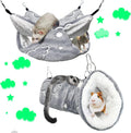 LEFTSTARER Noctilucent Luminous Guinea Pig Rat Hammock Bunkbed Hanging Tunnel and Soft Bed Mat for Ferret Hedgehog Squir