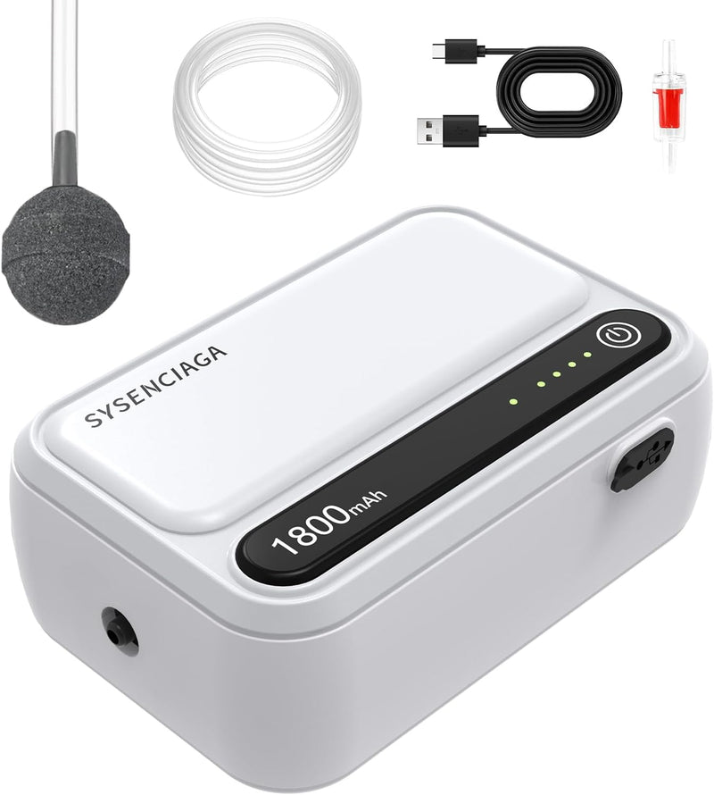 Aquarium Air Pump Rechargeable Aerator for Bait Bucket, Portable Battery Powered Air Pump for Aquarium, Fish Tank Air Pu
