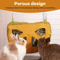 Hanging Hay Bag, 4 Holes Rabbit Hay Feeder Guinea Pig Feeding Bag with 2 Hooks for Bunny Hamster Chinchilla Small Animal