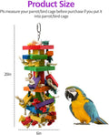 RUBY.Q Large Parrot Toy, 20in Bird Parrot Toy, Multicolored Natural Wooden Bird Chewing Toys for Large Macaws, African Grey and a Variety of Amazon Parrots
