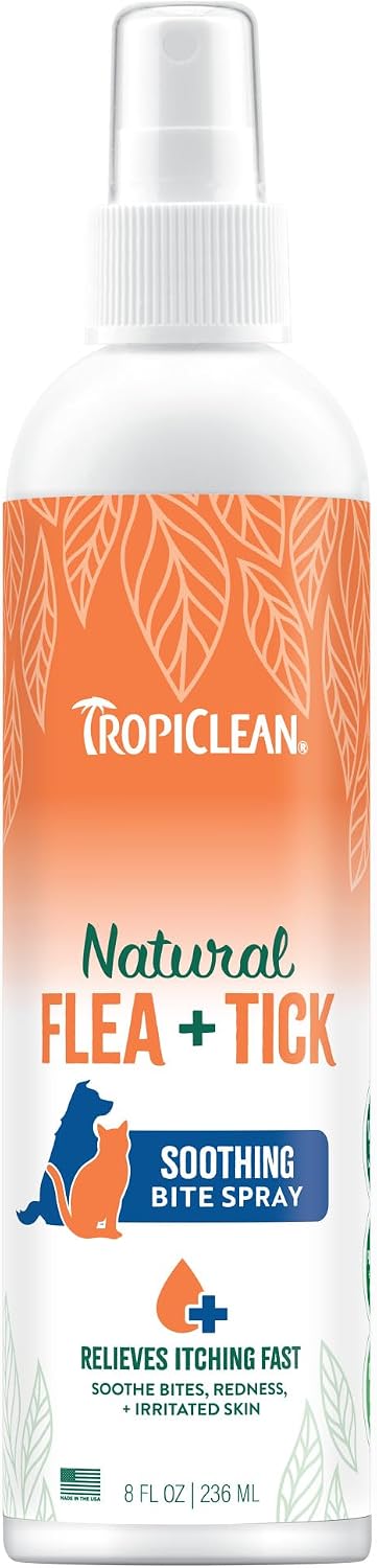 TropiClean Flea and Tick Bite Relief Treatment Spray for Dogs & Cats, 8oz