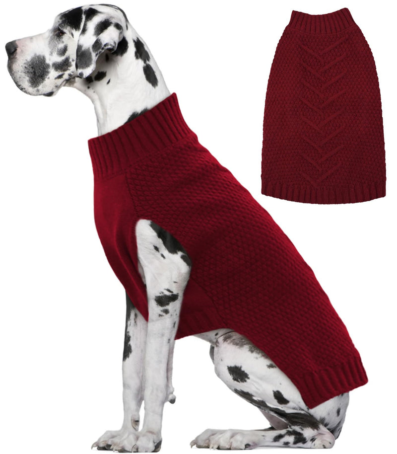 IECOii Big Dog Sweater - Extra Large Dog Sweater for Cold Weather, DarkRed, 4XL for Doberman & Great Dane, DarkRed - XXXXL