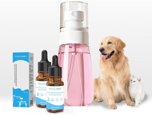 2 Pack No-Rinse Coat Care Essence for Dogs & Cats | Includes Fine Mist Spray Bottle (60ml/2oz Refillable) to Nourish & S