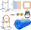 Dog Agility Training Equipment, 60-piece Dog Obstacle Course Training Starter Kit Pet Outdoor Game with Tunnel, Agility 