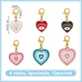 DELORIGIN 12pcs Evil Eye Collar Pendants for Cat Dog 6 Styles Heart Alloy Enamel Pet Collar Pendants Clip-on Collar Accessory for Bag Keychain Jewelry Making Training Home Decor