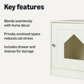 Amazon Basics Cat Litter Box Enclosure, Furniture-Style Cabinet with Drawer and Shelves, Hidden Cat Litter Box, White