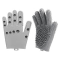WAGINGROO Pet Grooming Gloves for Cats & Dogs, Silicone Pet Hair Removal Glove for Bathing, Shedding & Massage, Gentle Cat & Dog Grooming Glove for Long & Short Hair Pets（Grey-Large）