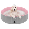 Furrybaby Foldable Dog Pool 32", Hard Plastic Kiddie Pool for Dogs, Collapsible Dog Pool with Rigid PP Core, Non-Slip PVC, Durable Pet Bath Tub for Indoor/Outdoor Backyard, Pink