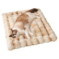 SOMAHE Cat Bed, Plush Faux Fur Kneading Flat Mat - Machine Washable Fluffy Pet Bed for Indoor Cats, Non-Slip Small Kitten Bed, Therapeutic Knead Cat Mat for Couch & Window Sill, 23"×15" Inch,Camel