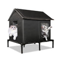 Solvify Outdoor Cat House for Feral Cats, Extra Large Insulated Stray Cat Shelter, Weatherproof Elevated Outside Cat and Dog House, Waterproof Cat Tent Pet House for Winter and Summer