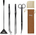 hygger Long Stainless Steel Premium Aquarium Tools, 4 PCS Aquatic Plant Tweezers Scissors Spatula Kits Comes with 1 Clea