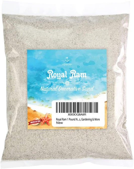 Royal Ram 1 Pound Natural Decorative Real Sand - for Interior Decor, Vase Filler, Sand Crafts, Aquariums, Terrariums, Ga