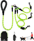 No Tangle 3 Dog Leash -Main Lead Rope with Padded Handle, Three Detachable Leash Splitters, Heavy-Duty Clip, 4.76ft for 