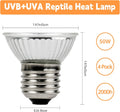 Reptile Heat Lamp, UVA UVB Heat Lamp Bulbs, E26 Turtle Heat Lamp Bulbs 50W 4Pack, Basking Light for Bearded Dragon, Liza