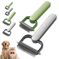 Double Sided Dematting Comb for Dogs Cats, 2026 Upgrade Undercoat Rake Pet Grooming Brush, Deshedding Tool Removes Tangles Knots and Loose Fur for Thick Coats Long Hair Pet