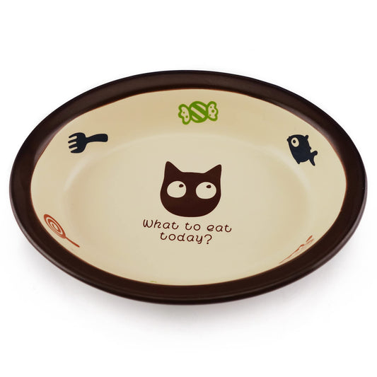 TTCAT Oval Ceramic Cat Food Bowl,Cute Dish,Small Pet Feeding Dishes for Cat,Kitten,Dishwasher Safe.