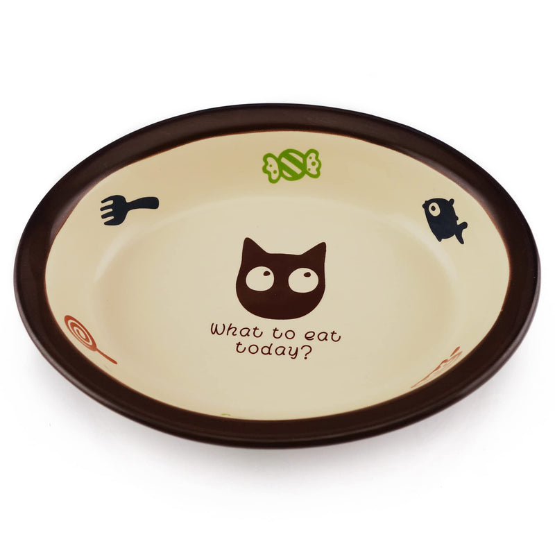 TTCAT Oval Ceramic Cat Food Bowl,Cute Dish,Small Pet Feeding Dishes for Cat,Kitten,Dishwasher Safe.