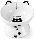 Yedio Porcelain Raised Cat Bowl, No Spill Cat Water Bowl with Anti Slip Band, Elevated Porcelain Pet Bowl Protect Pet's Spine, Large Capacity Pet Water Bowl, 15 oz, Dishwasher Safe