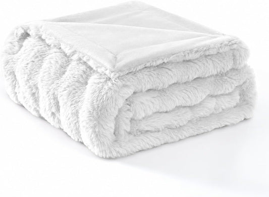 Modern Threads Water-Resistant Faux Rabbit Fur Pet Blanket for Dogs & Cats – Ultra-Soft Couch, Bed & Crate Protector, 30x40 White