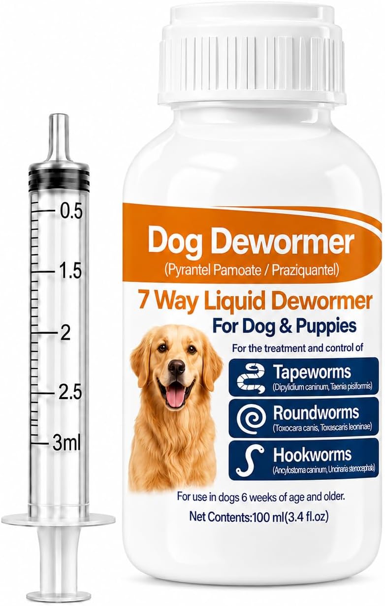 7 Way Dewormer for Dogs, Dog Dewormer for Tapeworm Roundworm & Hookworm