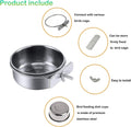 kathson Stainless Steel Bowls for Birds,4 Pcs Parrot Feeder Dish Cups,Bird Cage Water Food Bowl Coop Cup with Clamp Holder for Parrots Cockatiel Budgies Parakeet Lovebird(S)