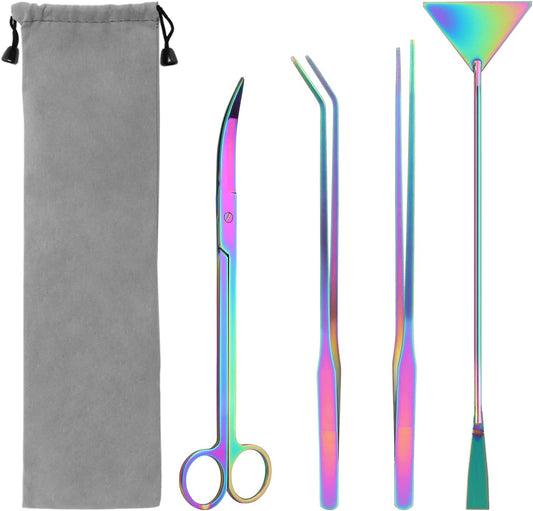 Catcan 4 in 1 Quarium Aquascape Tools Kits, Fish Tank Plant Tools Tweezers