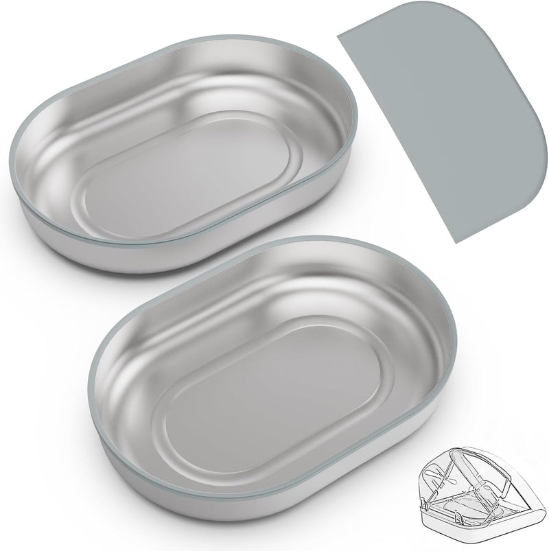 2 Bowls Stainless Steel Bowl Set for Automatic Microchip Pet Feeder, Design for Keeping Food Fresh, and Durability,Easy 