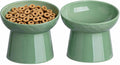 YauYik Raised Cat Bowl, Elevated Cat Food Bowls with Tilted Angle, Stress Free, Anti Vomiting, Ceramic Water Bowl for Ca
