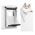 [MAVRICTECH] Cat Door for Door - Cat Door for Exterior & Interior Doors, Steel Frame, Magnetic Double Flaps, 2 Sliding Locks, Weather-Resistant, Fits Cats Up to 15LBS, White