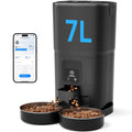 PAPIFEED Automatic Cat Feeder 2 Cats, 2.4G WiFi Cat Food Dispenser with App, 7L Slow Feeder Timed Cat Feeder for Dry Food, 10 Meals/Day, 12 Portions/Meal, Smart Pet Feeder for Small Dog