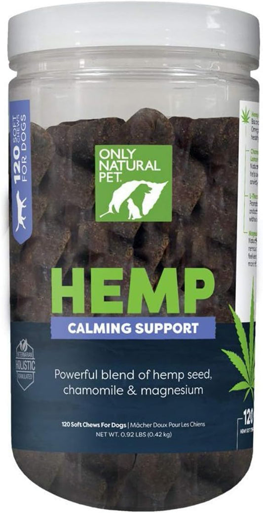 Only Natural Pet Hemp Calming Support Soft Chews for Dogs, 120 Count