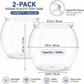 Okllen 2 PCS 1 Gallon Fish Bowl, Round Clear Plastic Goldfish Betta Fish Bowl Fish Tank for Aquarium, Terrarium, Home dé