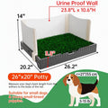 Oneluck Dog Litter Box with Grass pad，3 Leak-Proof Walls,30" x 22" Indoor Puppy Pee Pad Holder,Protection Wall Every Sid