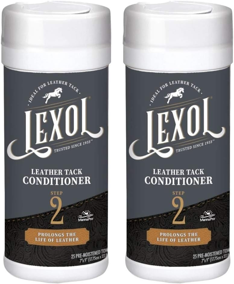 Lexol 2 Pack of Leather Equestrian Tack Conditioner Step 2 Wipes, 25 Count Each