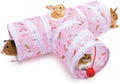 Bissap Rabbit Tunnel, 9.8'' Collapsible Bunny Tunnel and Tube 3 Ways Pet Hideout with 1 Play Ball for Indoor Kittens Dwa