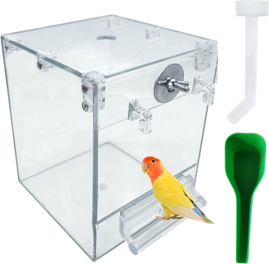 kathson Acrylic Bird Cage Bath Box,Parrot Hanging Tube Shower Box Birds Bathtub Cage Accessory with Water Injector Feedi