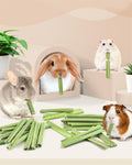 Bissap 35PCS Rabbit Chew Sticks, Natural Papaya Stems Bunny Chews Treats for Rabbit Hamster Chinchilla Guinea Pig Small 