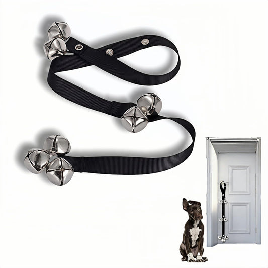 yayaboqu Dog Doorbell for Potty Training, Adjustable Length with 7 Extra Loud Bells, Black Nylon Strap with Metal Bells, 31-33 Inches