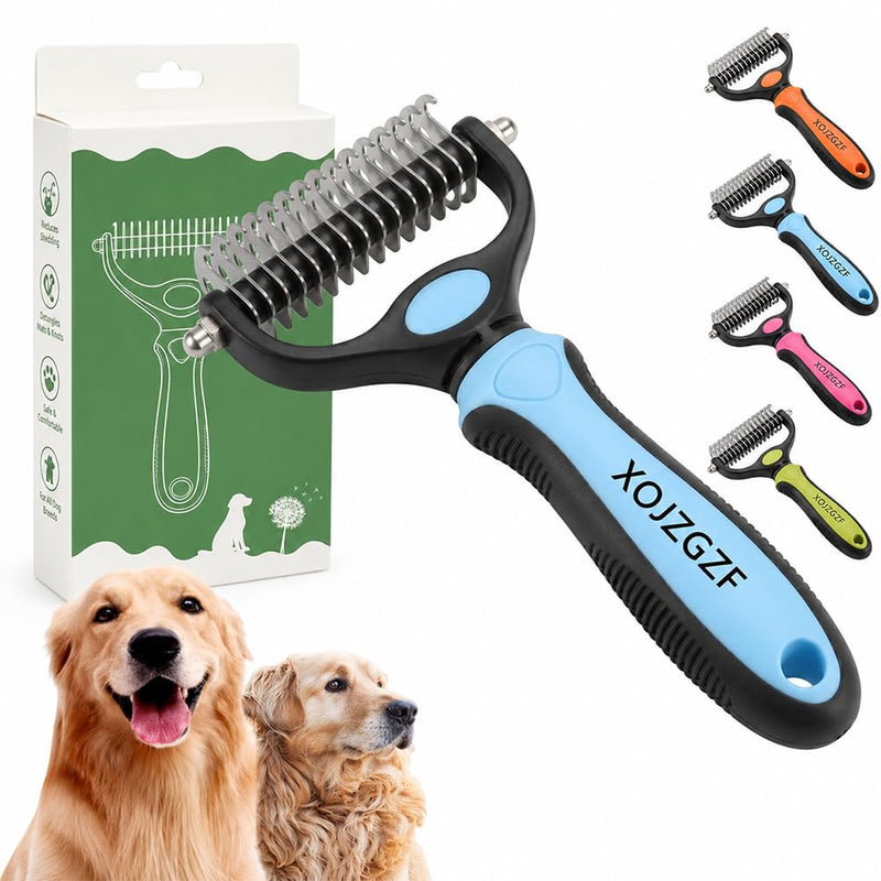 Pet Pro Tool Grooming, Dual Tooth Groom Pro for Dogs, Cat Deshedding Brush, Dog Rake Brush for Shedding, Cats Comb Undercoat Long Hair Knotter Remover, Double Teeth Coat Dual-Sided Professional Tools