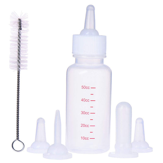 DoubleWood Pet Nursing Bottle Kits Nursing Bottle Kits Replacement Nipple Cat Feeding Bottle for Newborn Kittens, Puppies, Rabbits, Small Animals